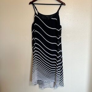 LANE Bryant Black White Spaghetti Strap Midi Dress